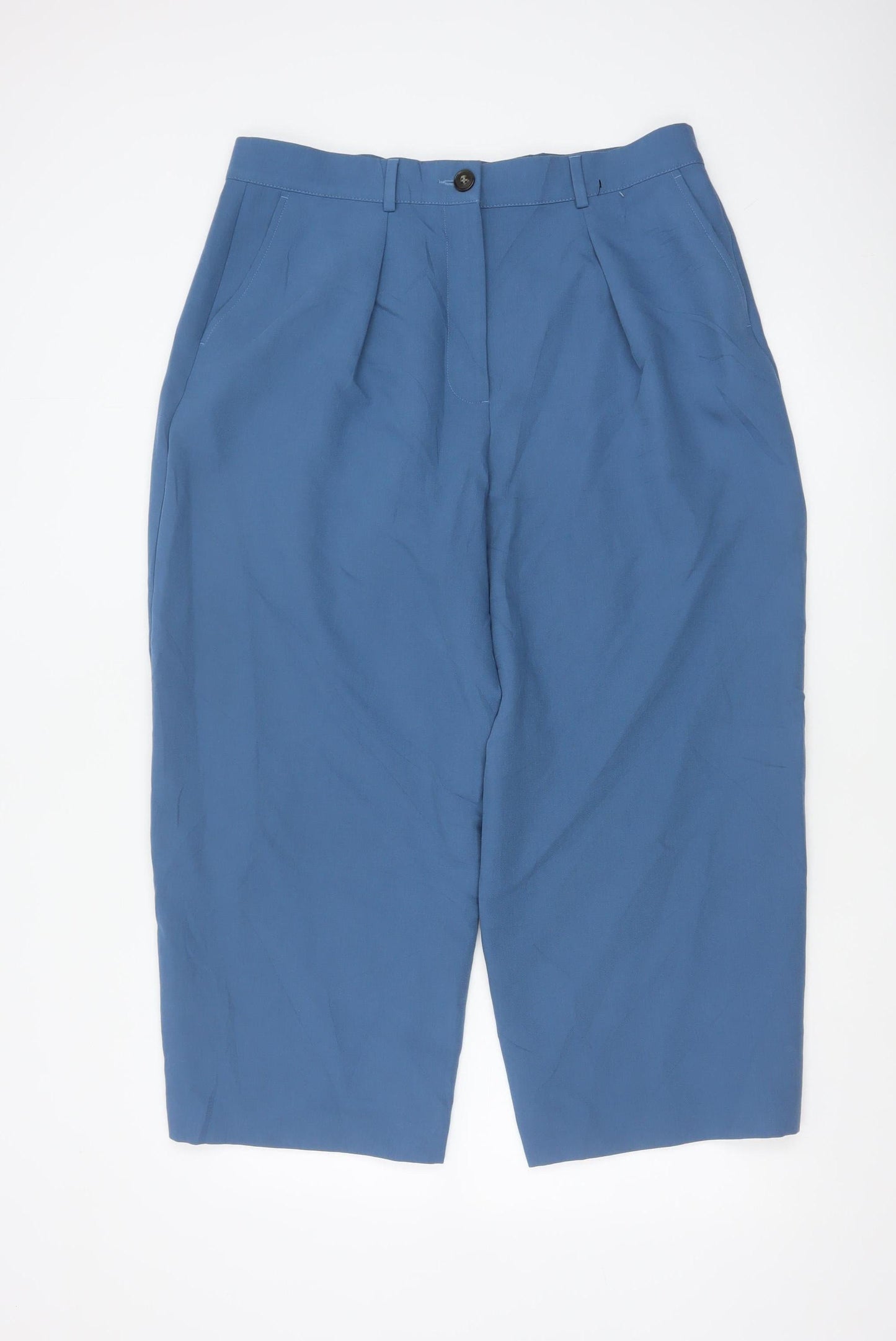 Marks and Spencer Womens Blue Size 16 Short Pleated Trousers