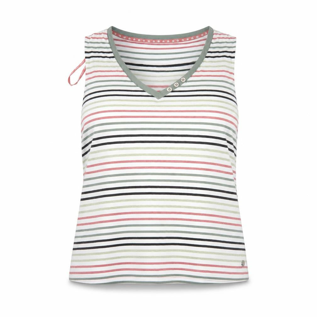 Maine New England Women's Multicoloured Striped V-Neck Cotton Tank Top Size 18