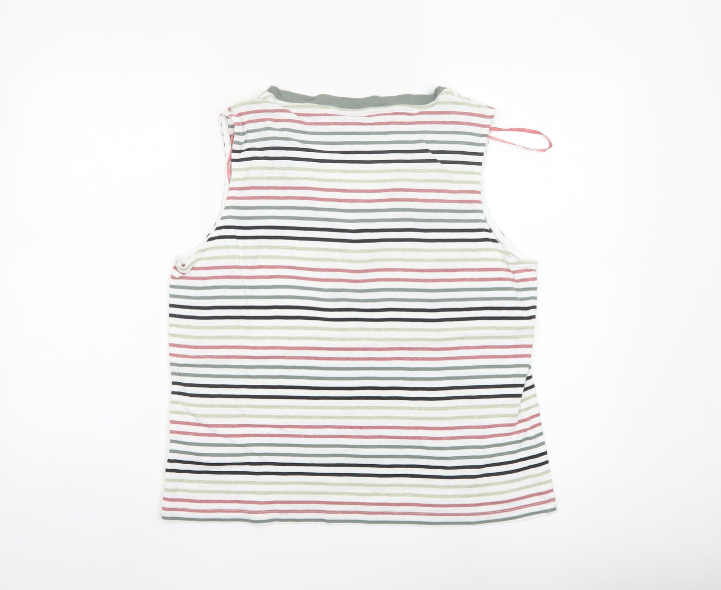 Maine New England Women's Multicoloured Striped V-Neck Cotton Tank Top Size 18