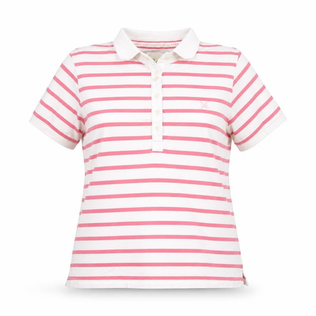 Crew Clothing Co. Women's Pink White Striped Polo Shirt Size 12