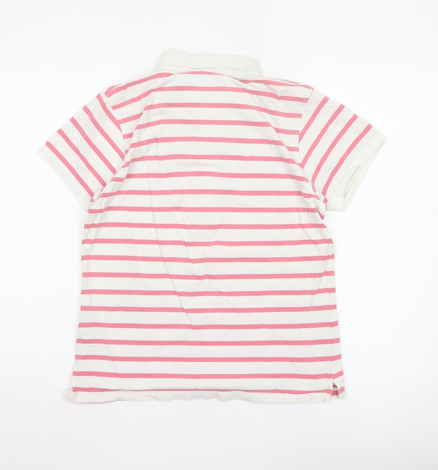 Crew Clothing Co. Women's Pink White Striped Polo Shirt Size 12