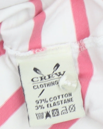 Crew Clothing Co. Women's Pink White Striped Polo Shirt Size 12