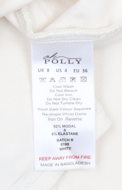 Oh Polly Women's White Size 8 Skater Mini Skirt Stretch Modal