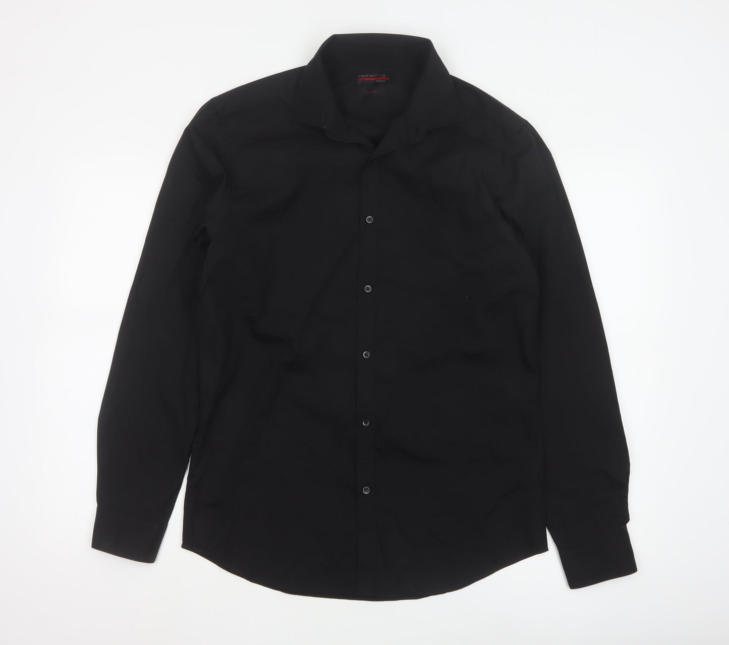 Red Herring Men's Black Slim Fit Long Sleeve Shirt 15in