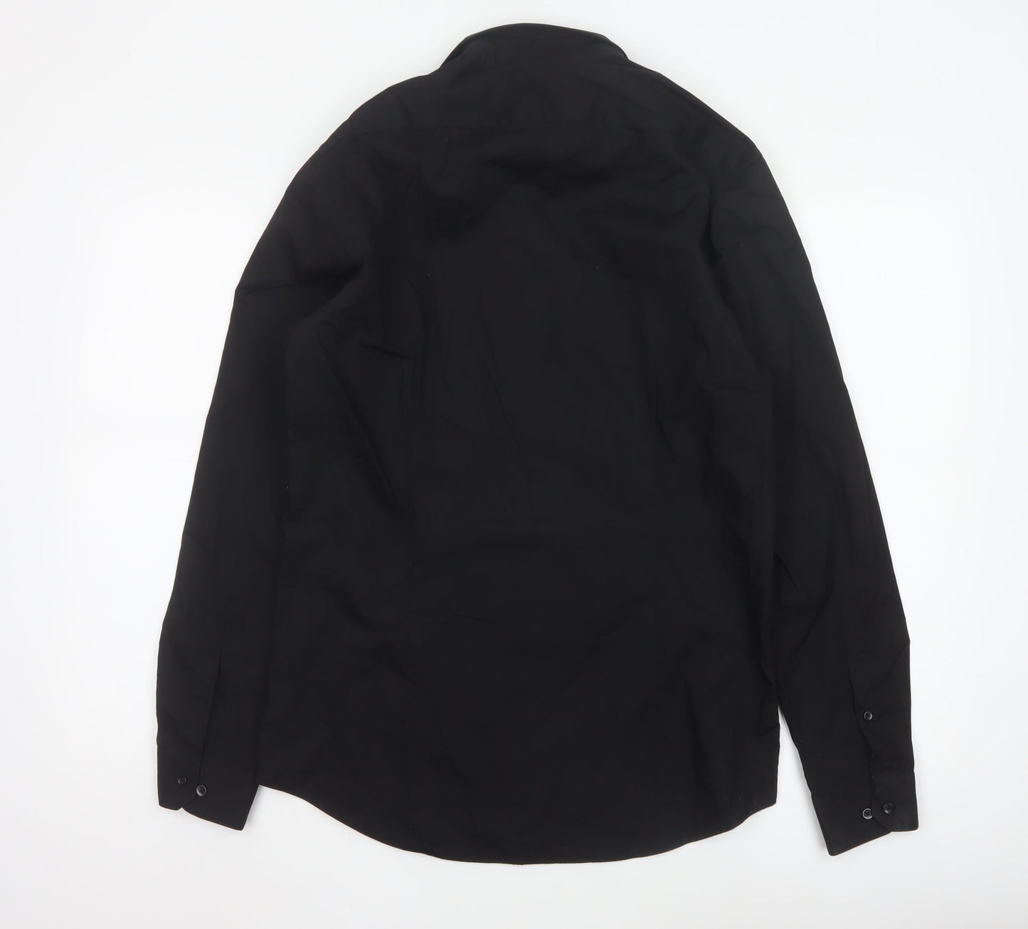 Red Herring Men's Black Slim Fit Long Sleeve Shirt 15in