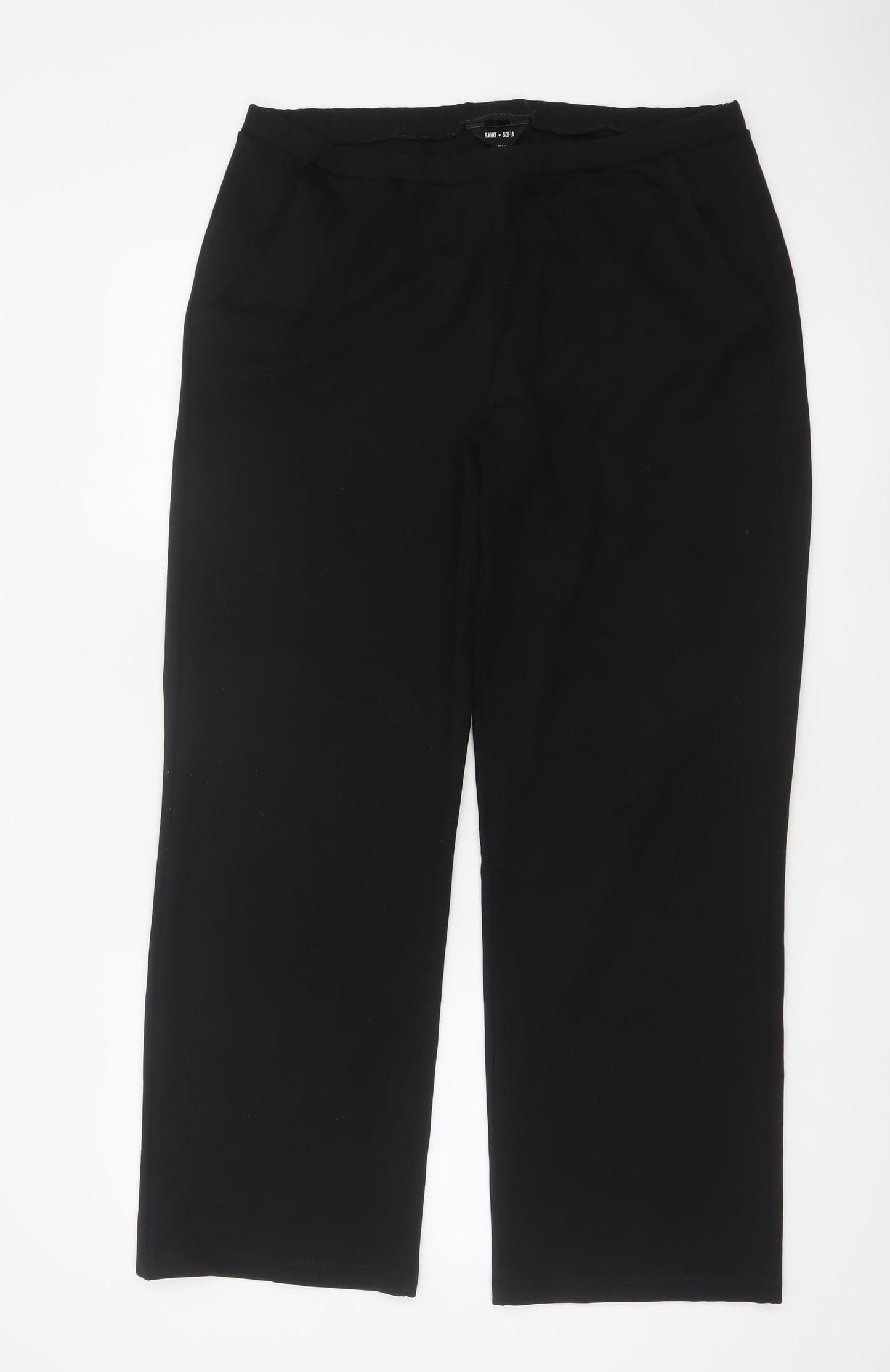 Saint + Sofia Women's Black Stretch Trousers Size 16 Regular Fit