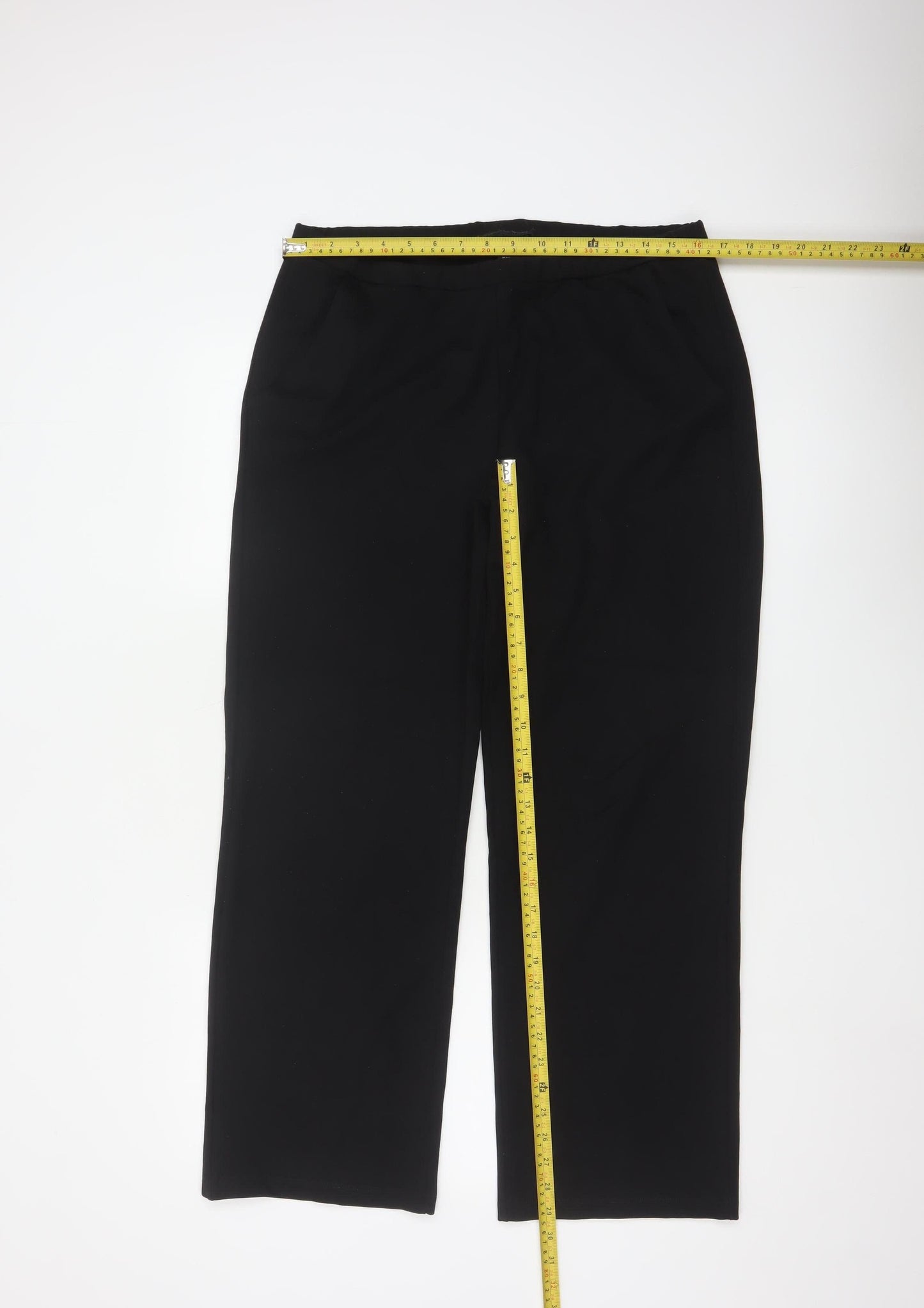 Saint + Sofia Women's Black Stretch Trousers Size 16 Regular Fit