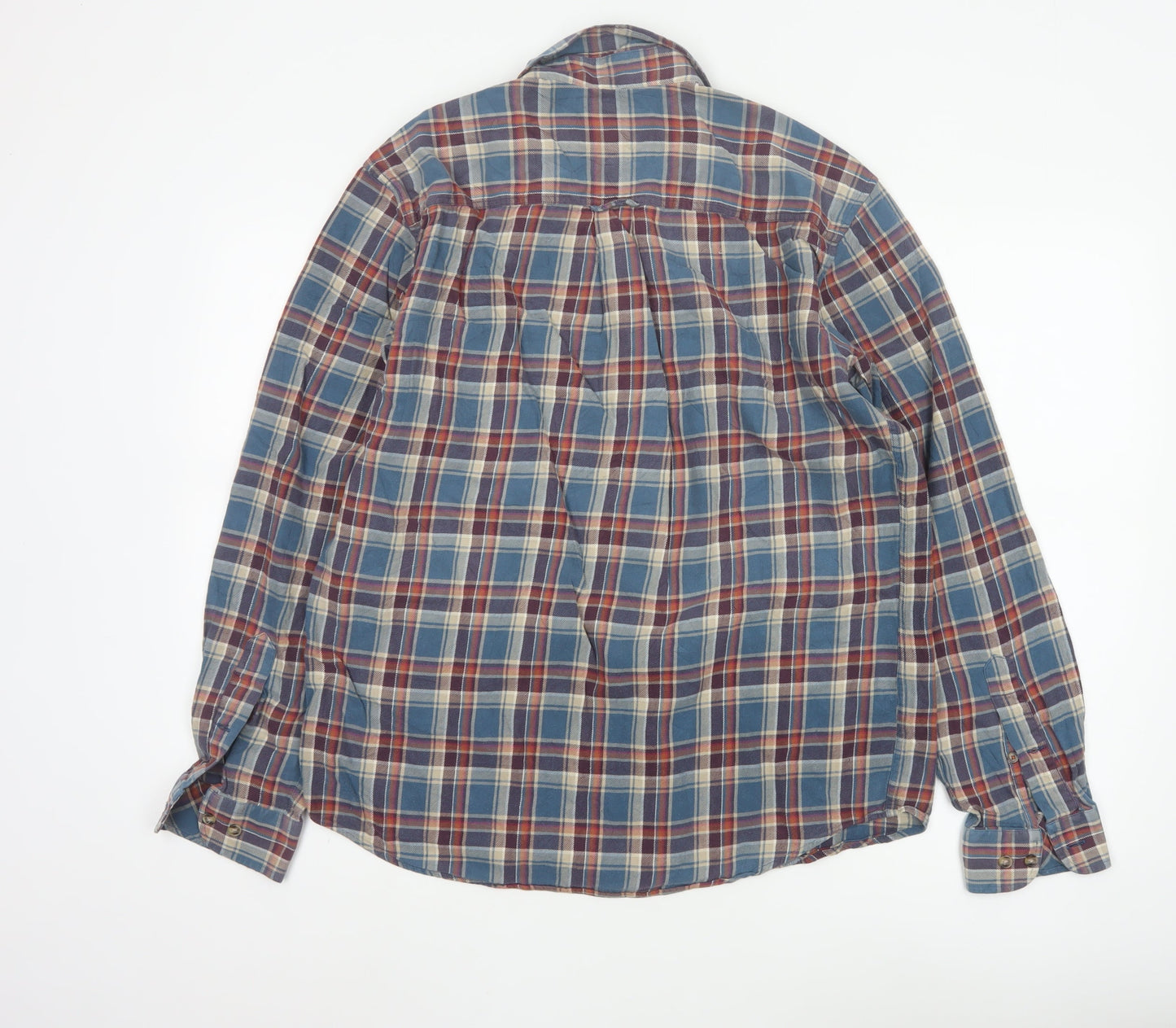 Marks and Spencer Blue Harbour Men's Multicoloured Plaid Cotton Button-Up Shirt M