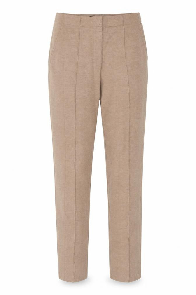 Marks & Spencer Womens Beige Regular Viscose Blend Straight Trousers Size 8