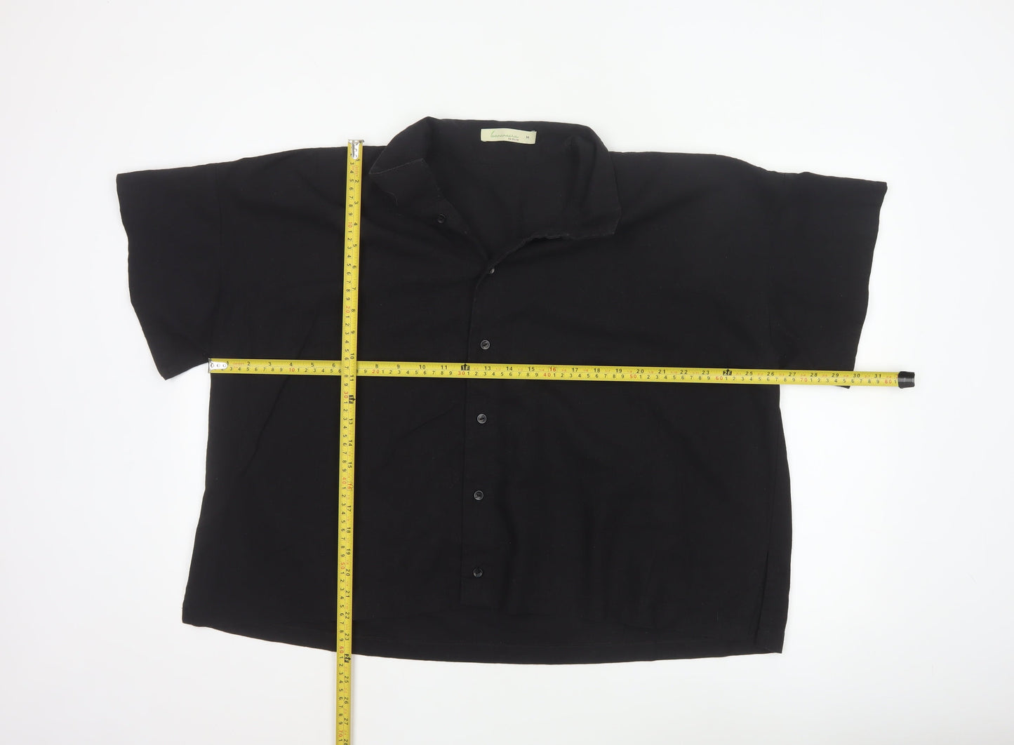 Bananeira Da Silva Womens Black Cotton Collared Button-Up Shirt M