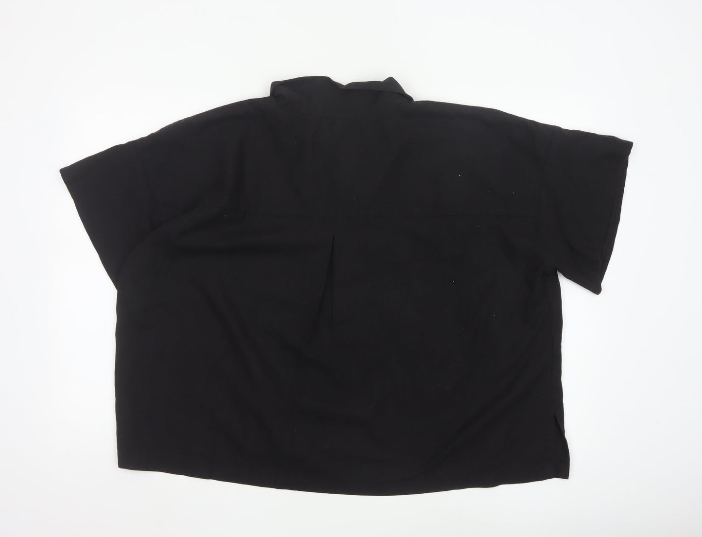Bananeira Da Silva Womens Black Cotton Collared Button-Up Shirt M