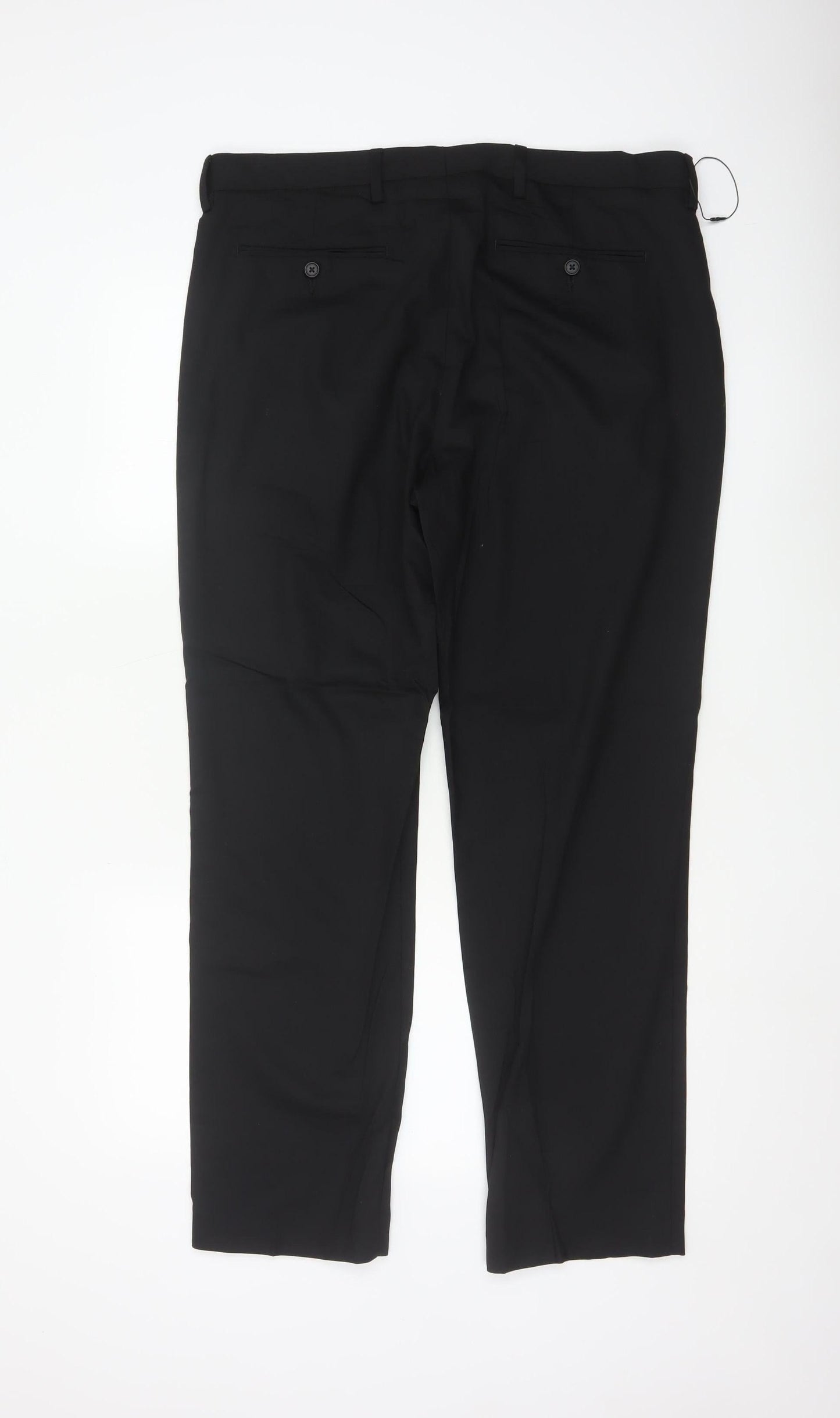 Marks and Spencer Men’s Black Regular Fit Wool Dress Trousers 36” Waist