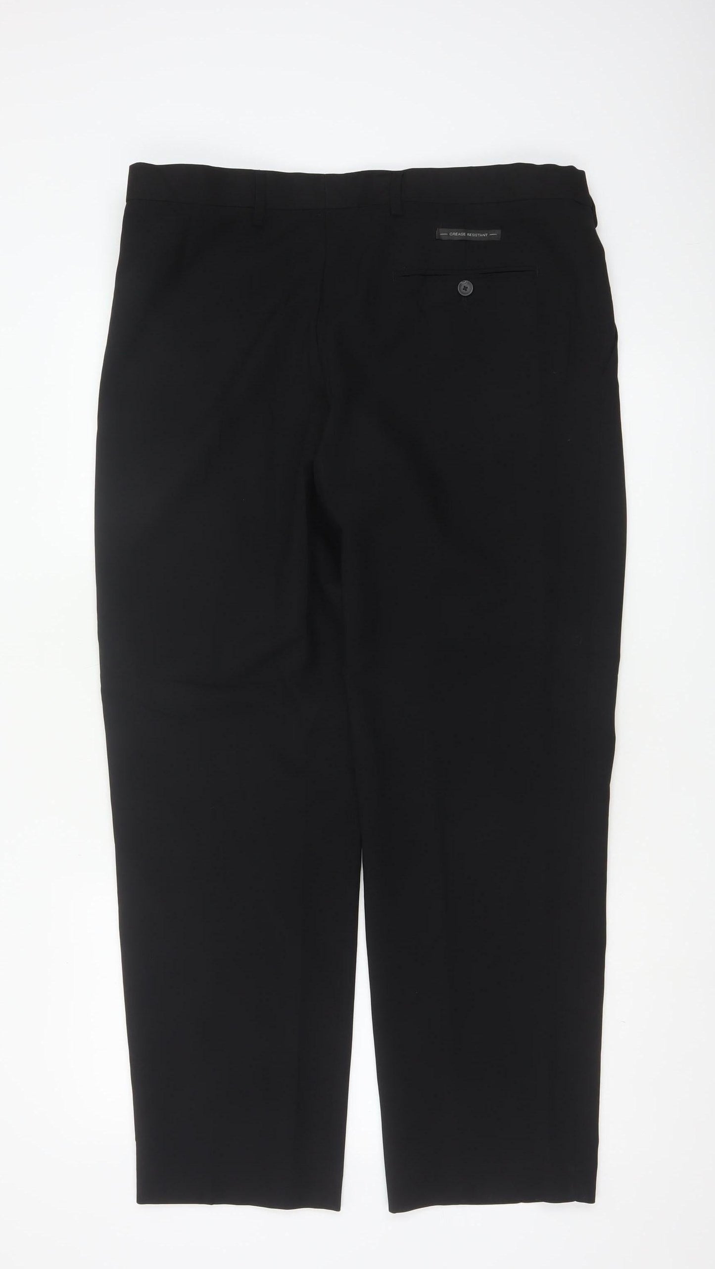 Marks and Spencer Men's Black Regular Fit Dress Trousers 36W 29L