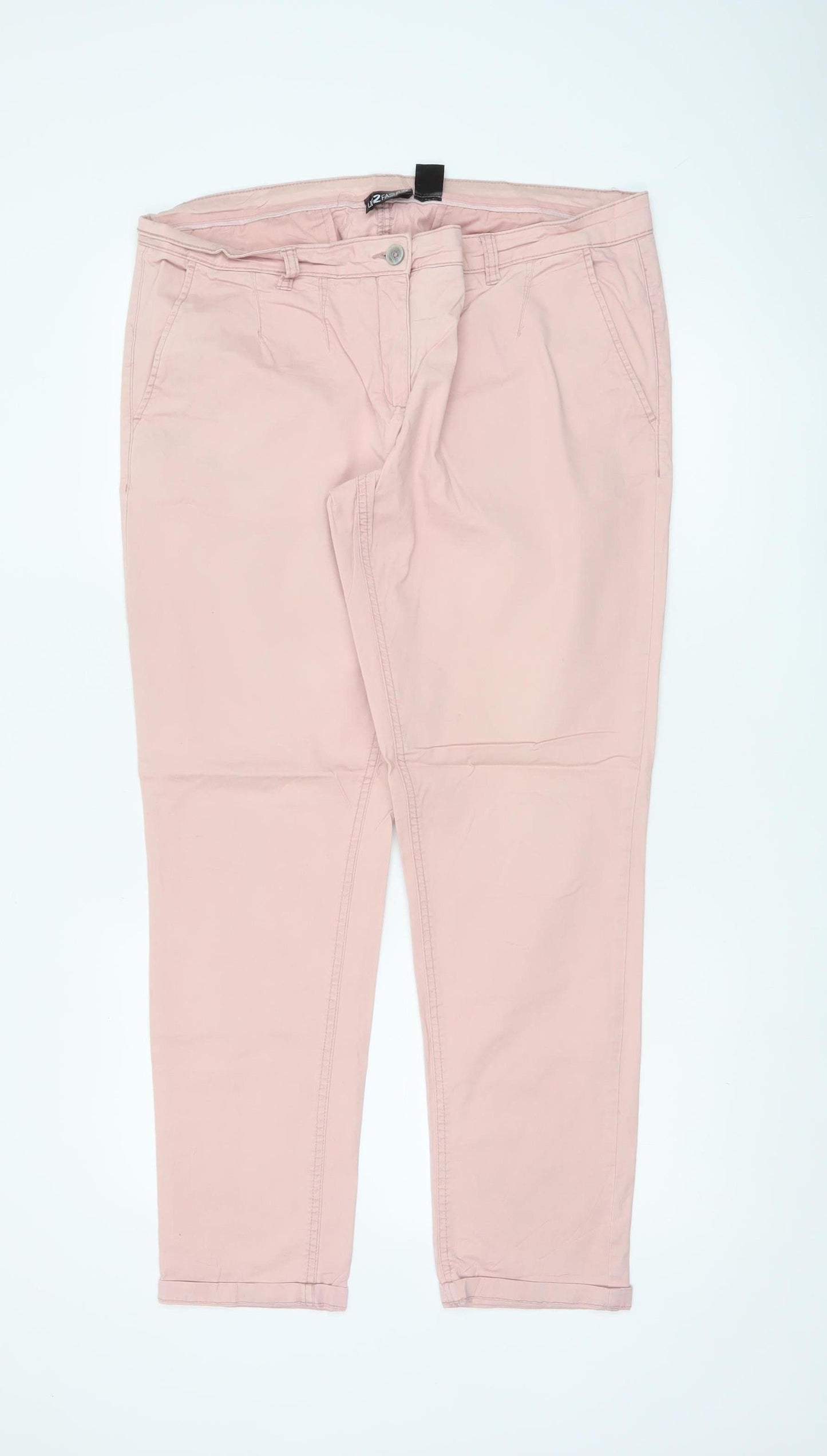 Up2Fashion Womens Pink Chino Trousers Size 16 Cotton Elastane Blend