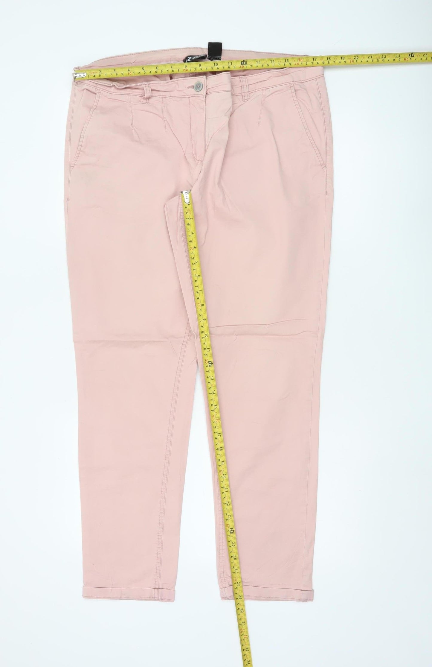 Up2Fashion Womens Pink Chino Trousers Size 16 Cotton Elastane Blend