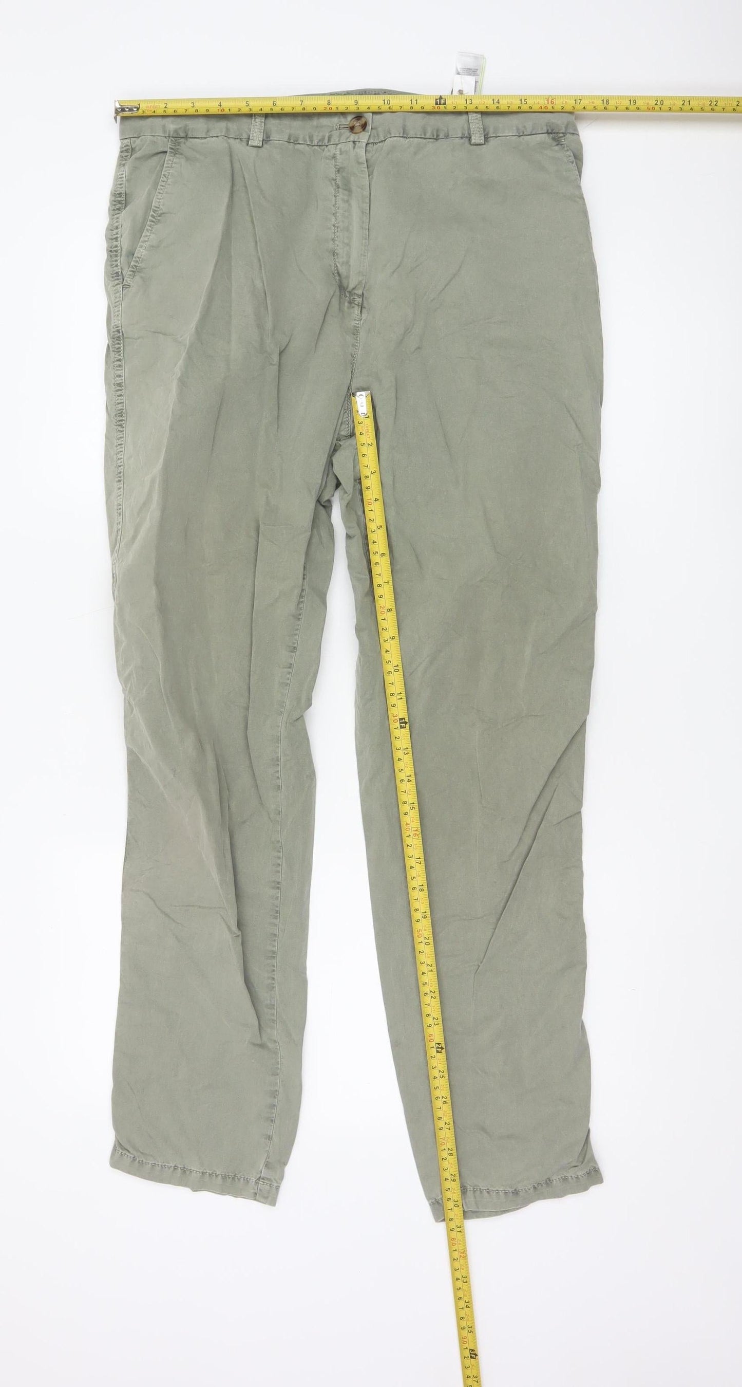 Marks and Spencer Women’s Green Chino Trousers Size 14 Tall
