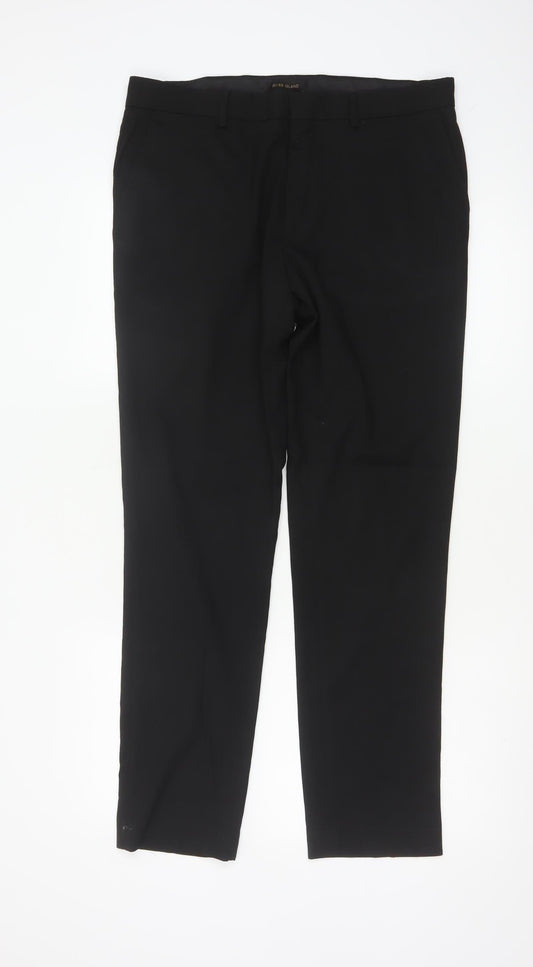 River Island Men's Black Slim Fit Chino Trousers 34W 32L