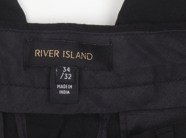 River Island Men's Black Slim Fit Chino Trousers 34W 32L