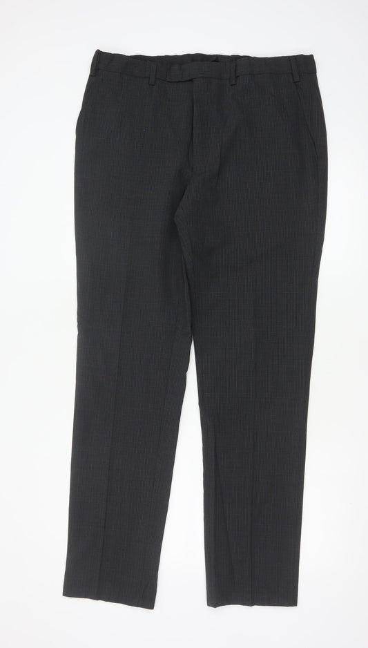 Marks and Spencer Men's Black Slim Fit Dress Trousers 36x33