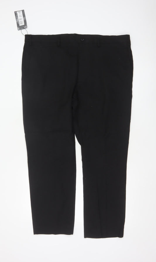Marks and Spencer Men's Black Tailored Fit Trousers 40W 29L