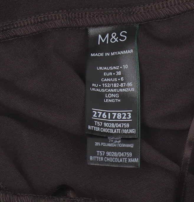 Marks and Spencer Women’s Brown Faux Leather Panel Leggings Size 10 Long