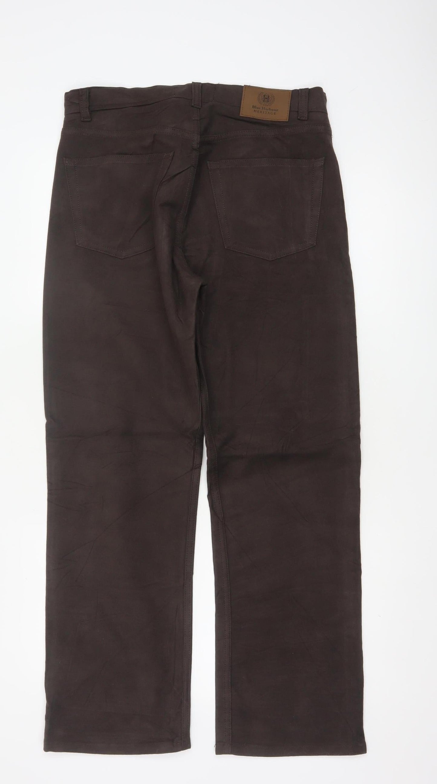Marks and Spencer Blue Harbour Brown Cotton Stretch Chino Trousers Men's 32W 29L