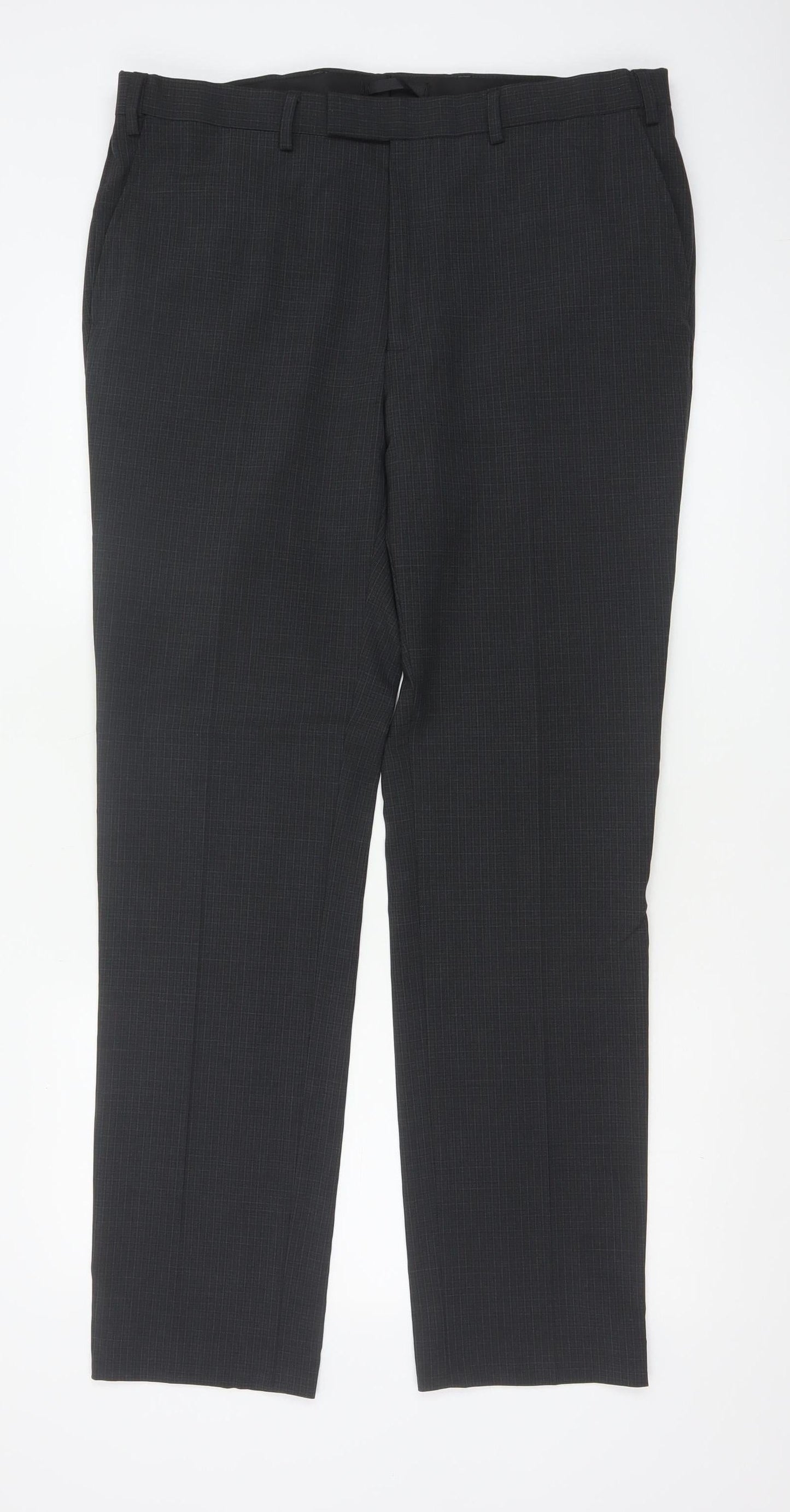 Marks and Spencer Men's Black Slim Fit Wool Blend Dress Trousers 36W 33L