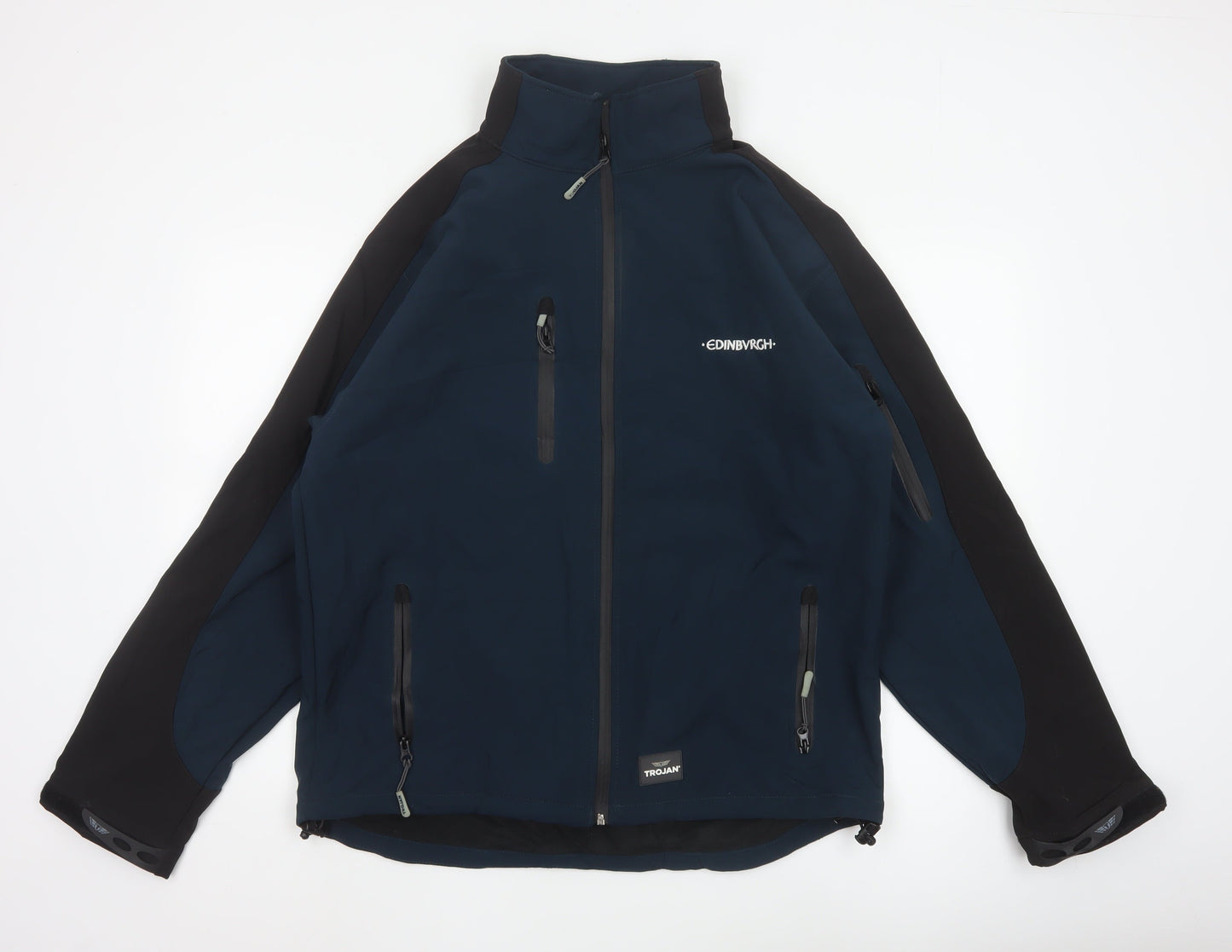 TROJAN Men's Blue Soft Shell Jacket L Water Resistant Outdoor