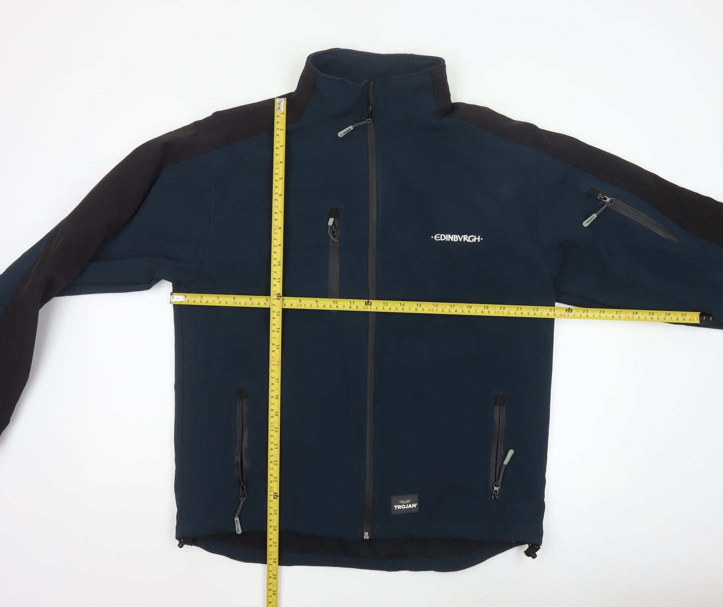 TROJAN Men's Blue Soft Shell Jacket L Water Resistant Outdoor