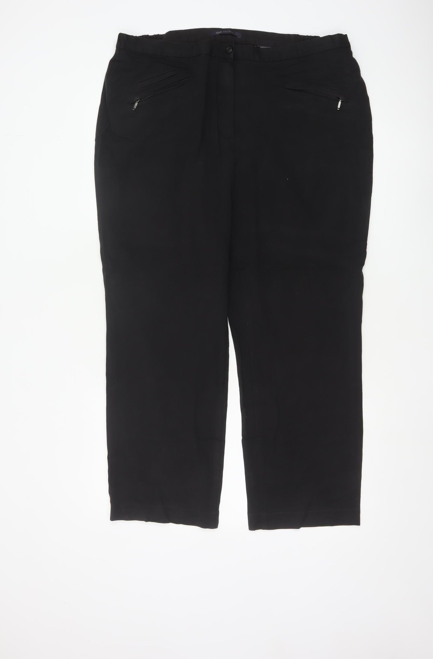 Marks and Spencer Women Black Size 18 Cropped Trousers