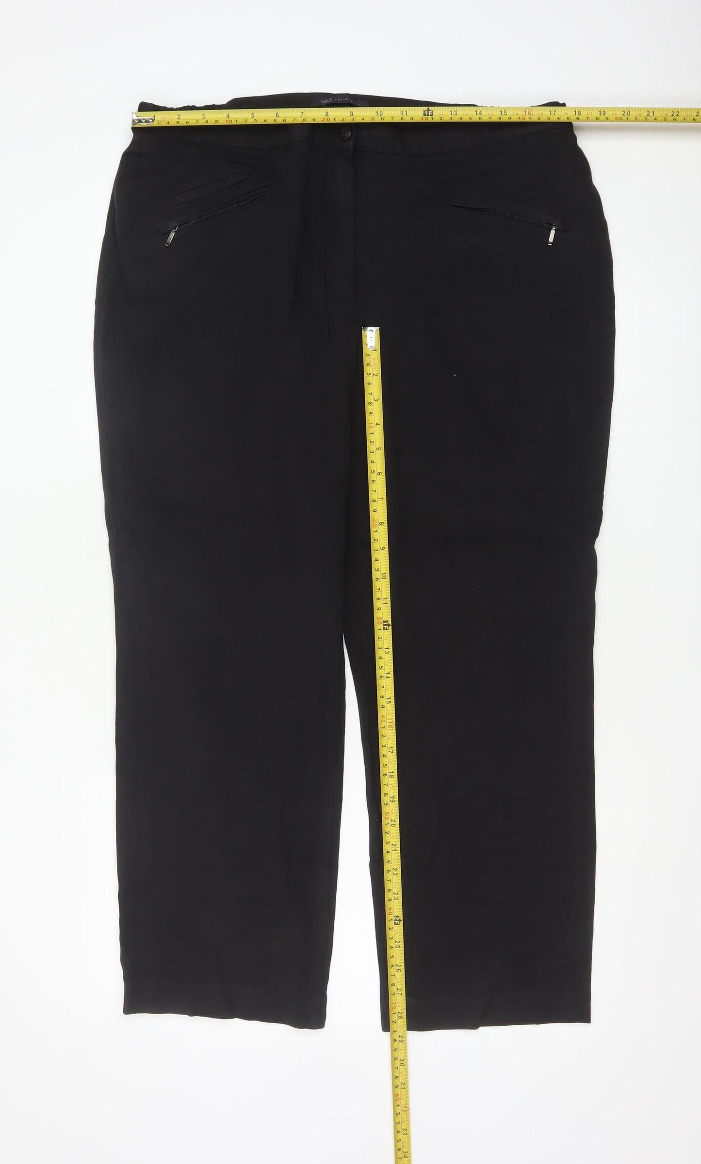 Marks and Spencer Women Black Size 18 Cropped Trousers