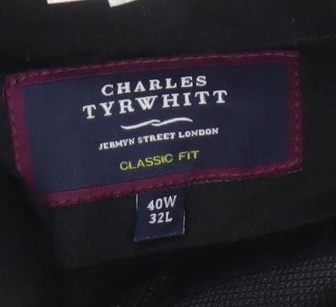 Charles Tyrwhitt Men's Black Wool Dress Pants 40W 32L Classic Fit