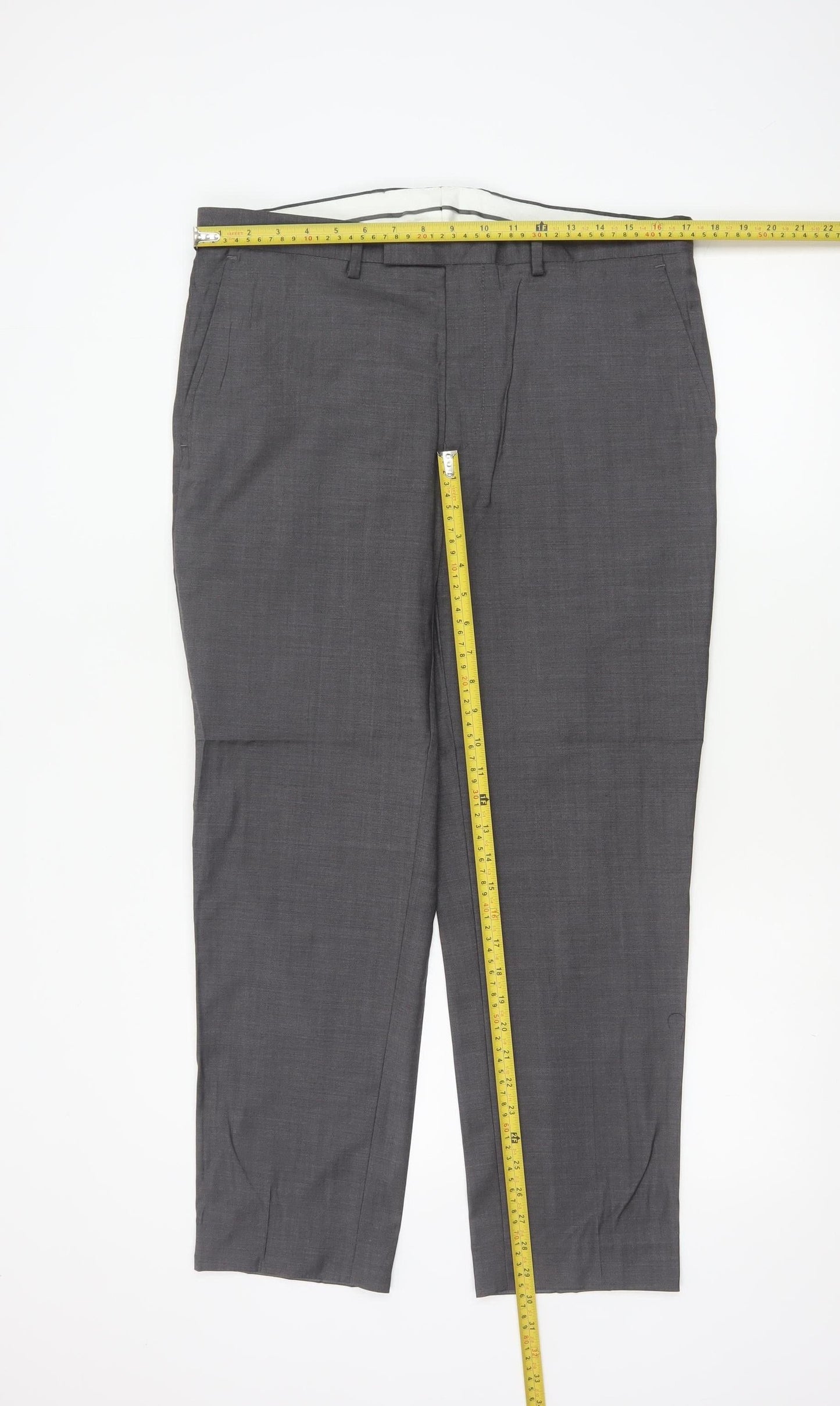 Marks and Spencer Autograph Men's Grey Wool Dress Pants 34W 29L Classic Fit