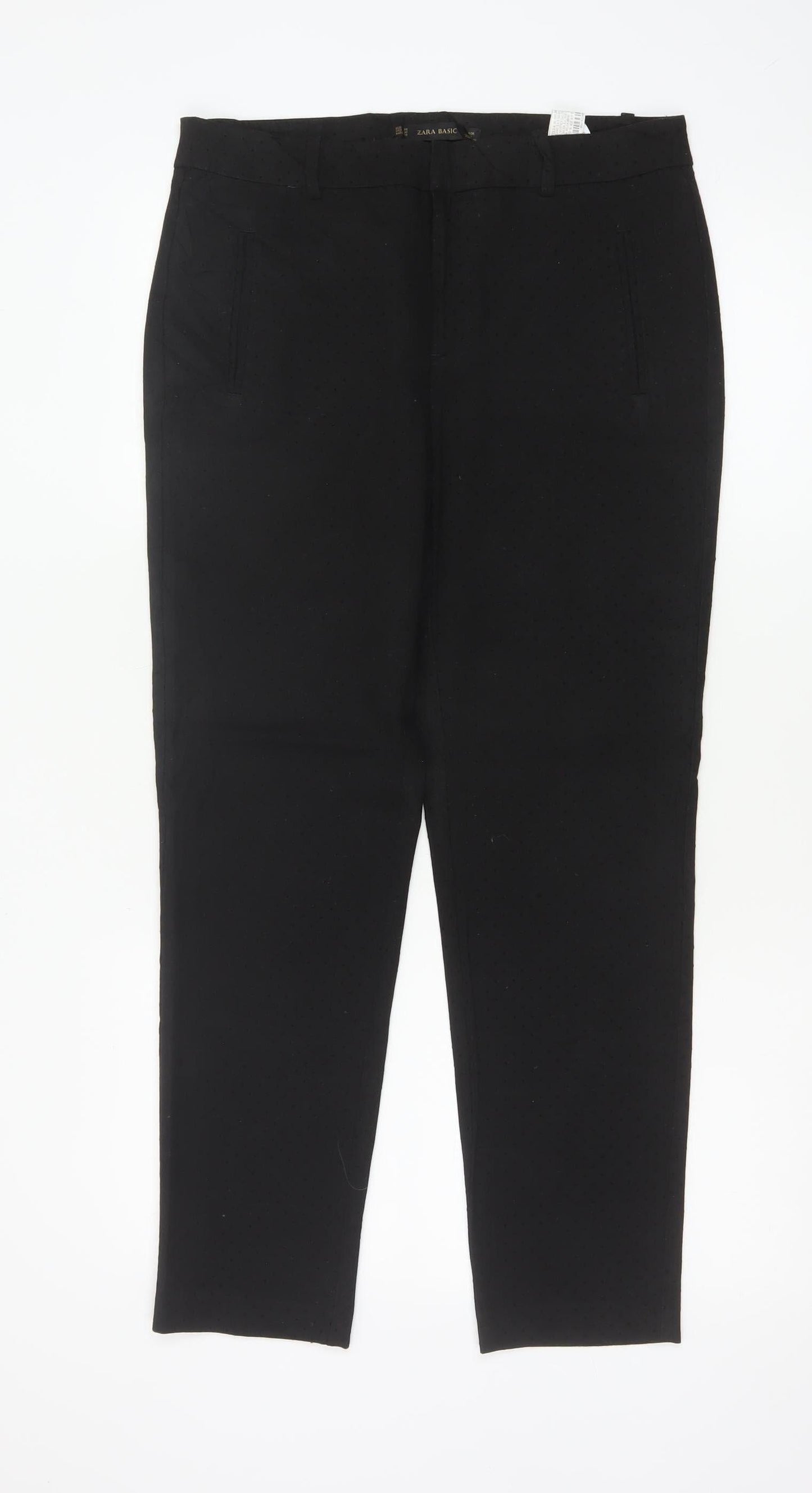 Zara Basic Women Black Slim Trousers Size 10 Polyester Blend