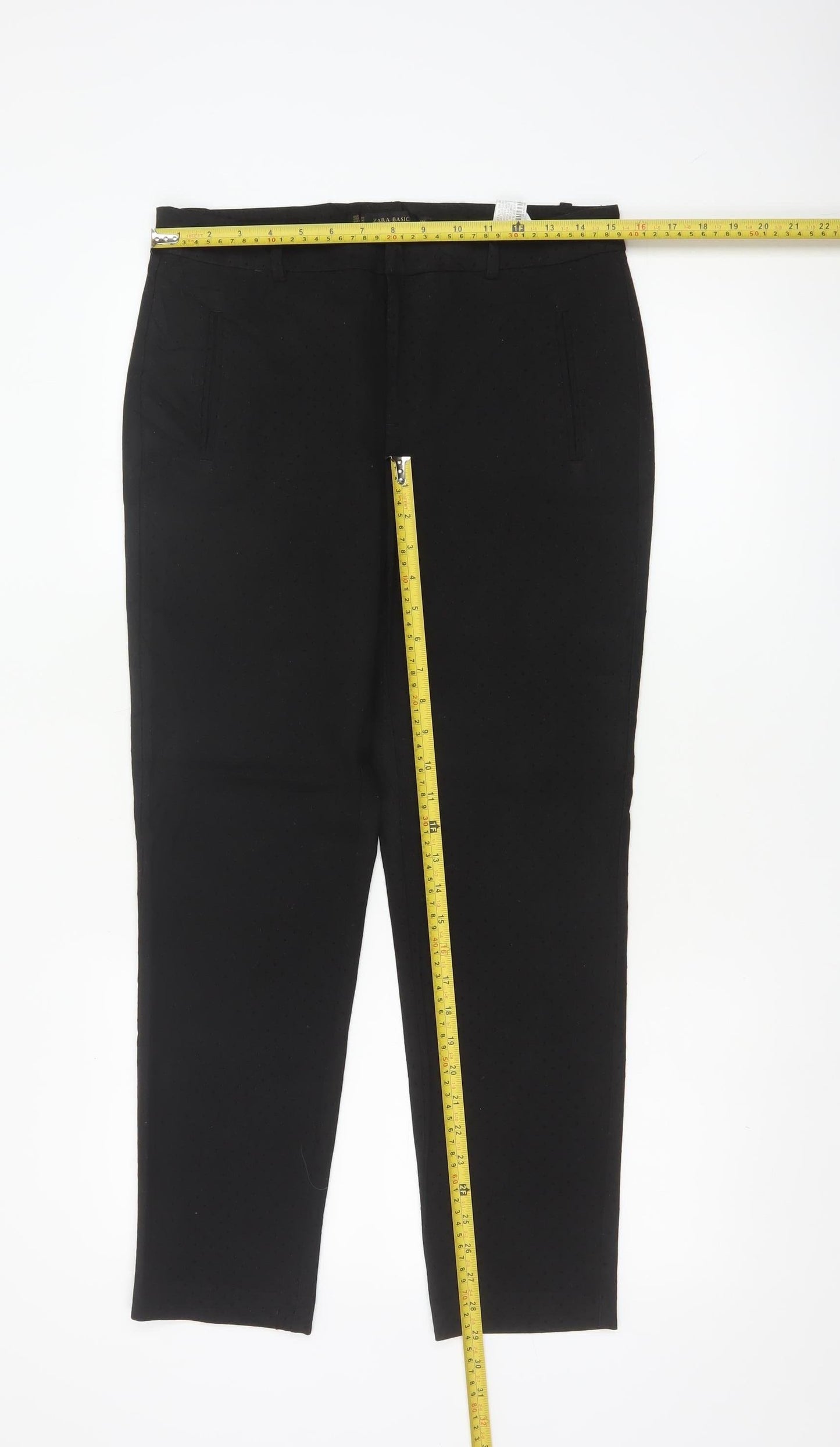 Zara Basic Women Black Slim Trousers Size 10 Polyester Blend