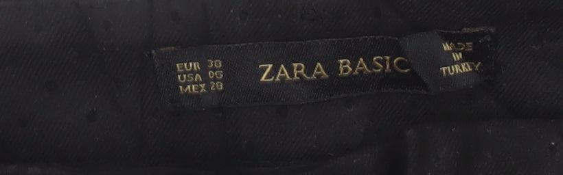 Zara Basic Women Black Slim Trousers Size 10 Polyester Blend