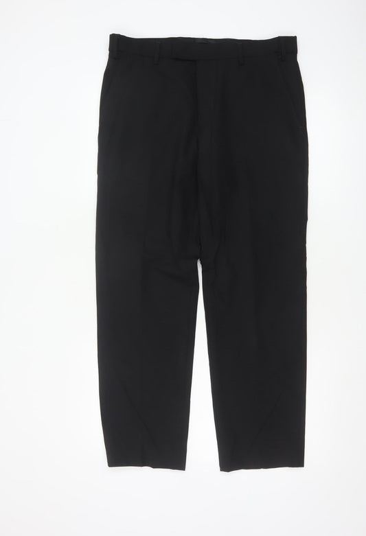 Marks and Spencer Men's Black Dress Trousers 32W 29L Wool Blend