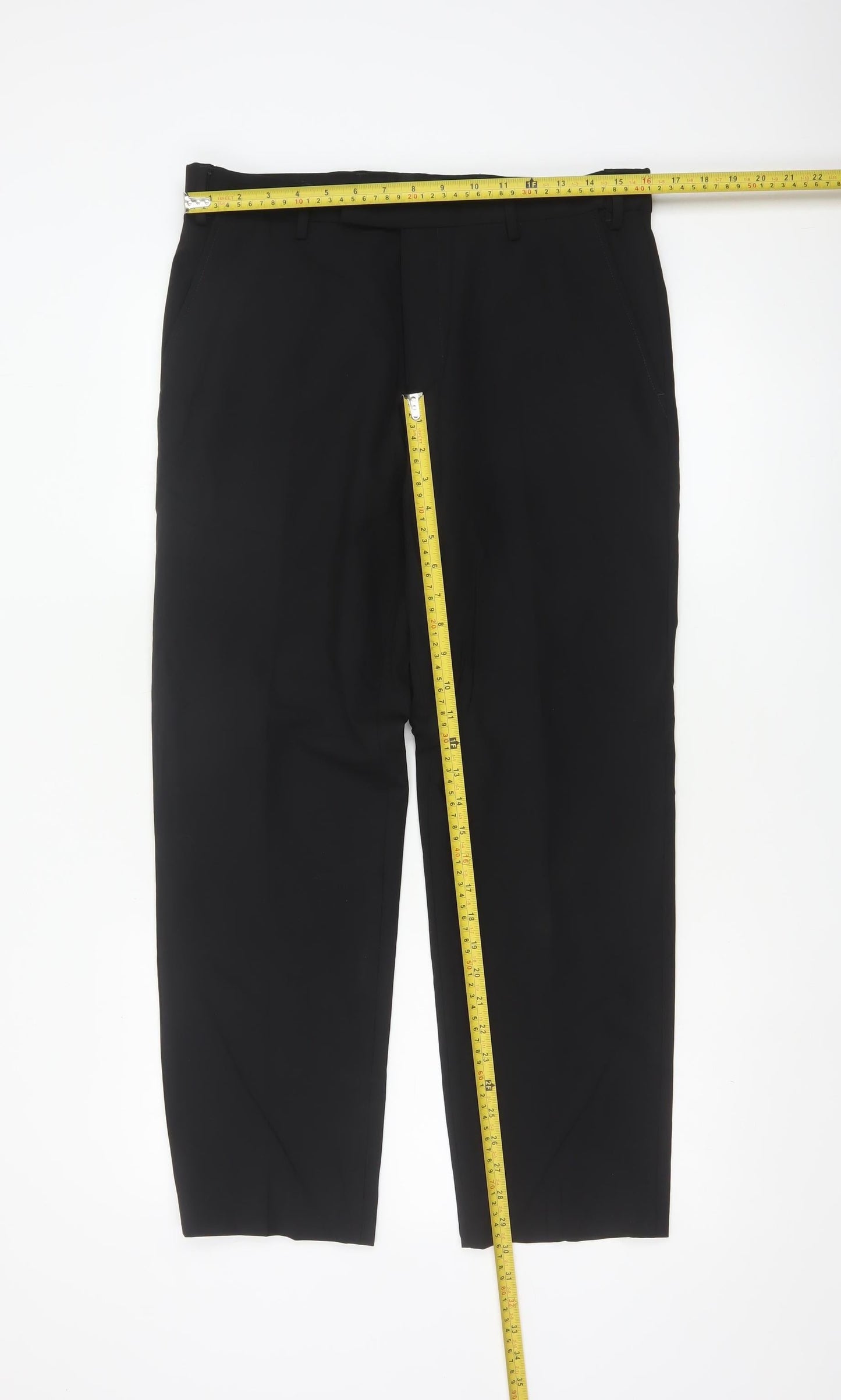 Marks and Spencer Men's Black Dress Trousers 32W 29L Wool Blend
