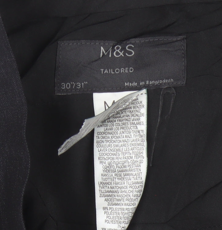 Marks and Spencer Men's Black Slim Fit Formal Trousers 30W 31L