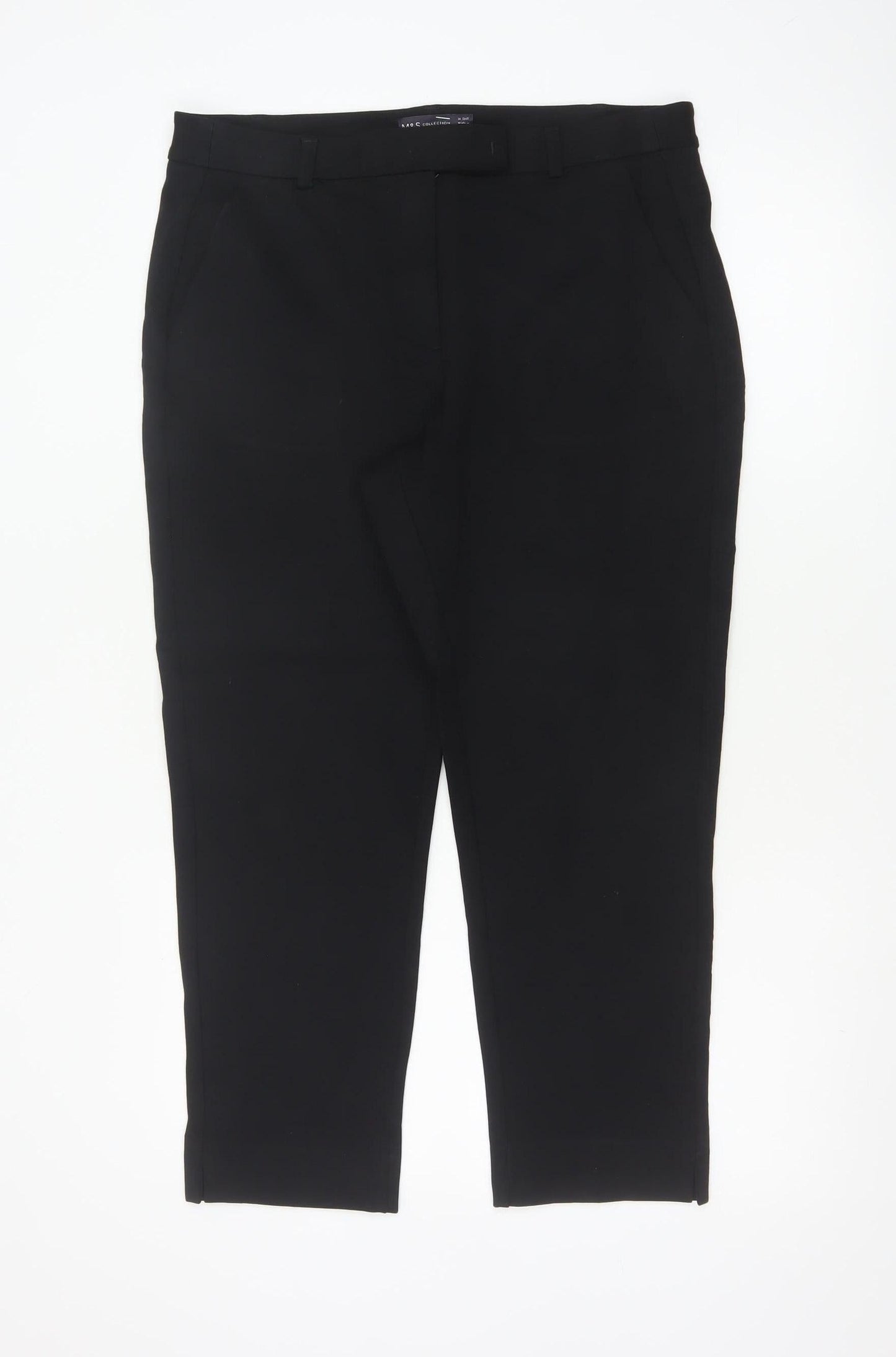 Marks and Spencer Women Black Size 14 Short Tapered Trousers