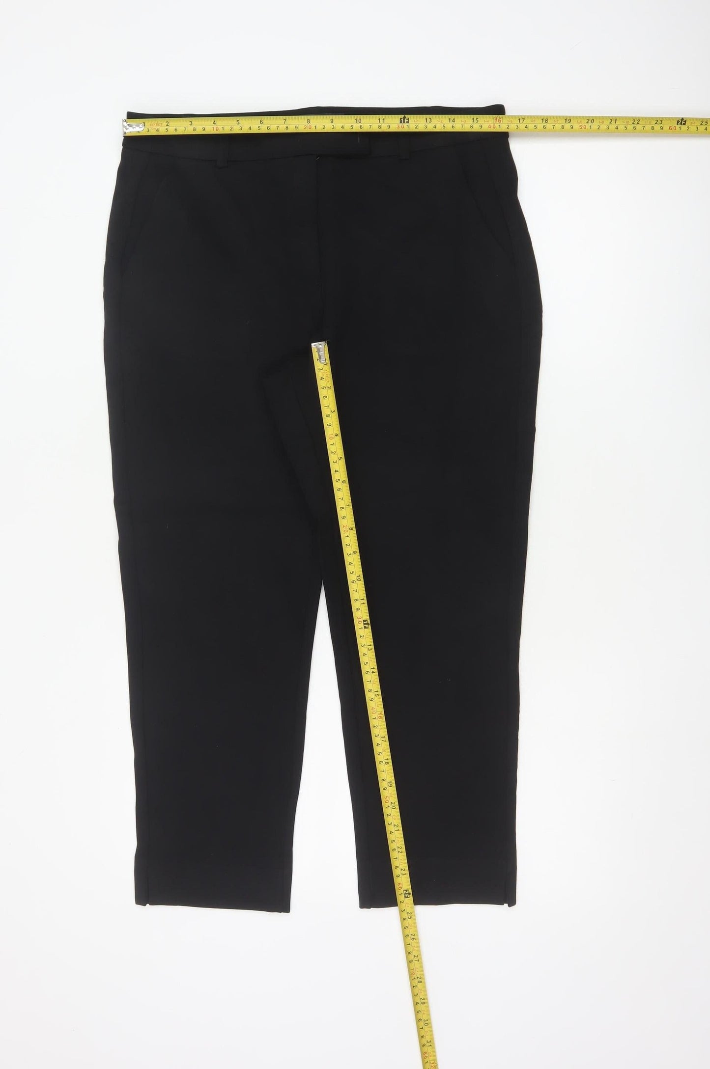 Marks and Spencer Women Black Size 14 Short Tapered Trousers
