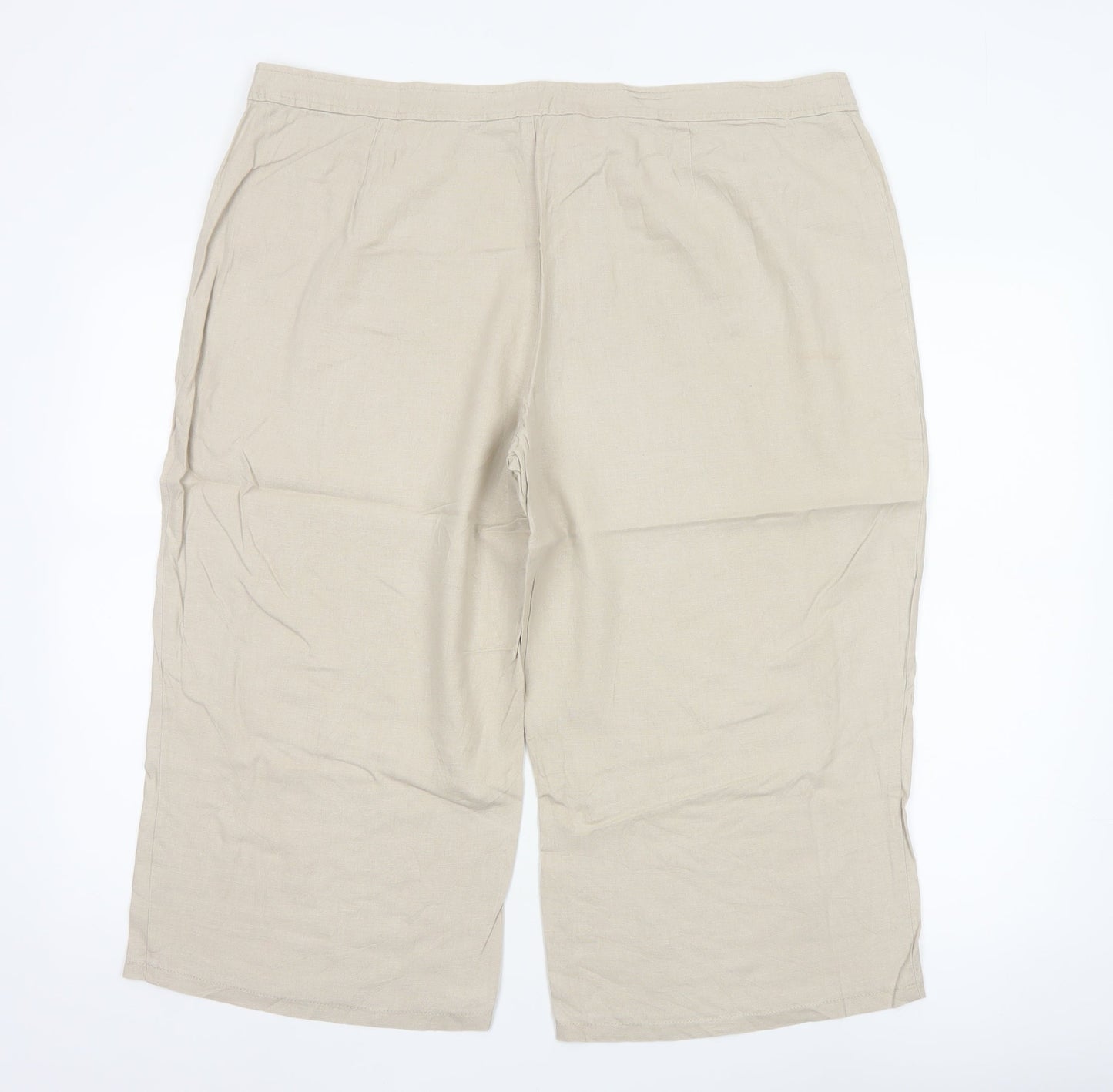 Marks and Spencer Womens Beige Linen Blend Cropped Trousers UK 20