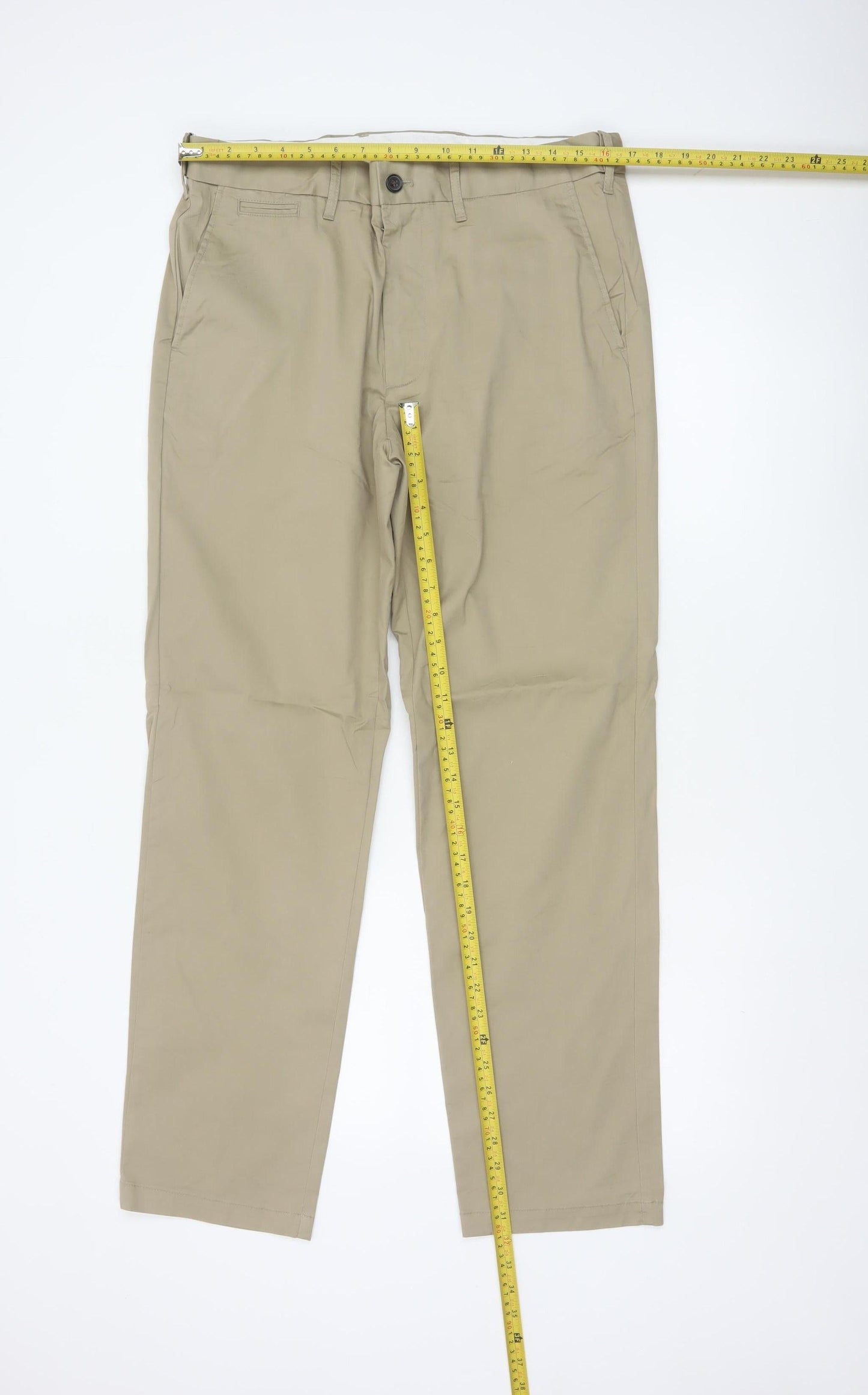 Marks and Spencer Men's Beige Regular Fit Chino Trousers 34