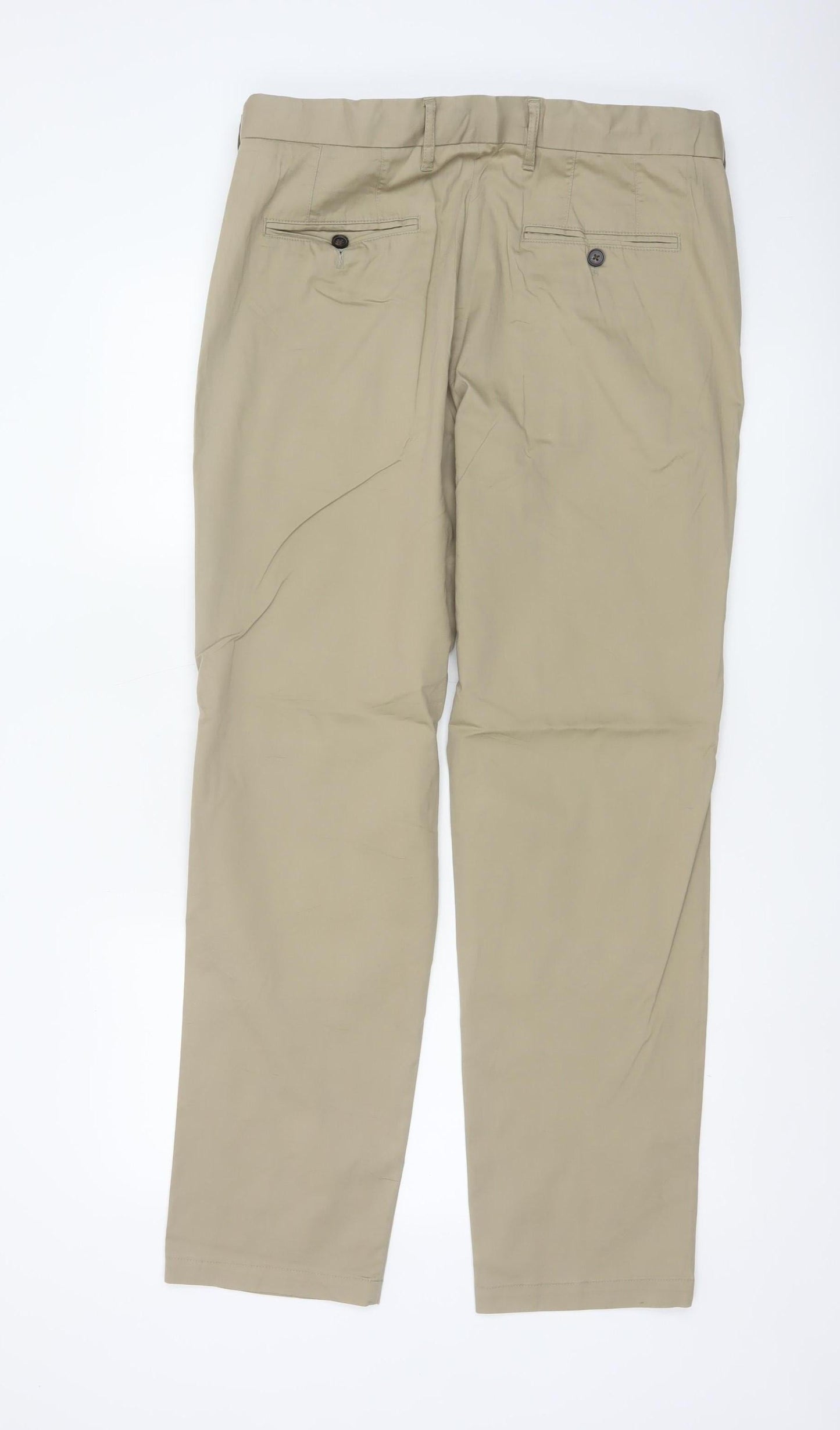 Marks and Spencer Men's Beige Regular Fit Chino Trousers 34