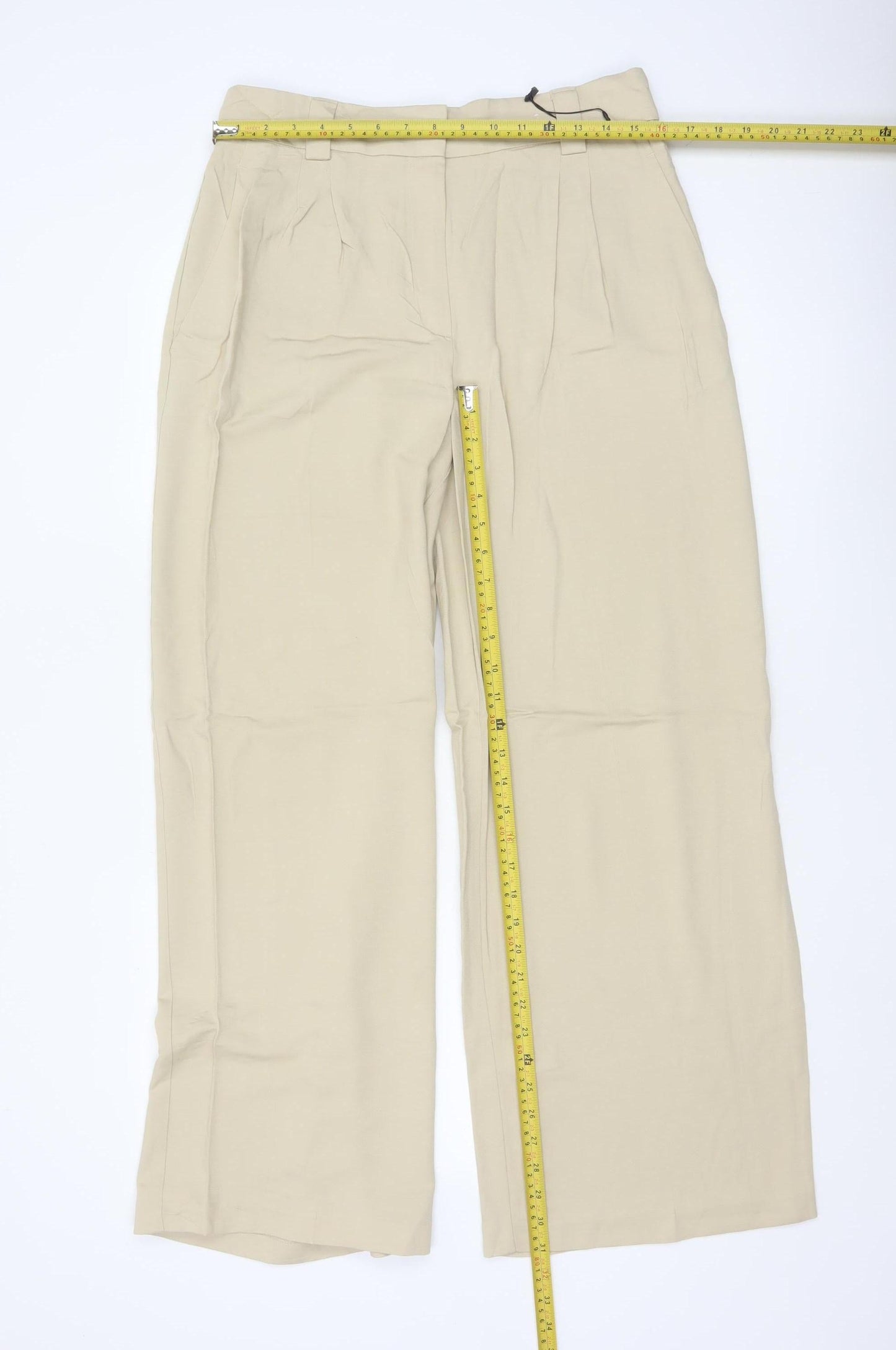 Marks and Spencer Autograph Women's Beige Wide-Leg Trousers Size 12