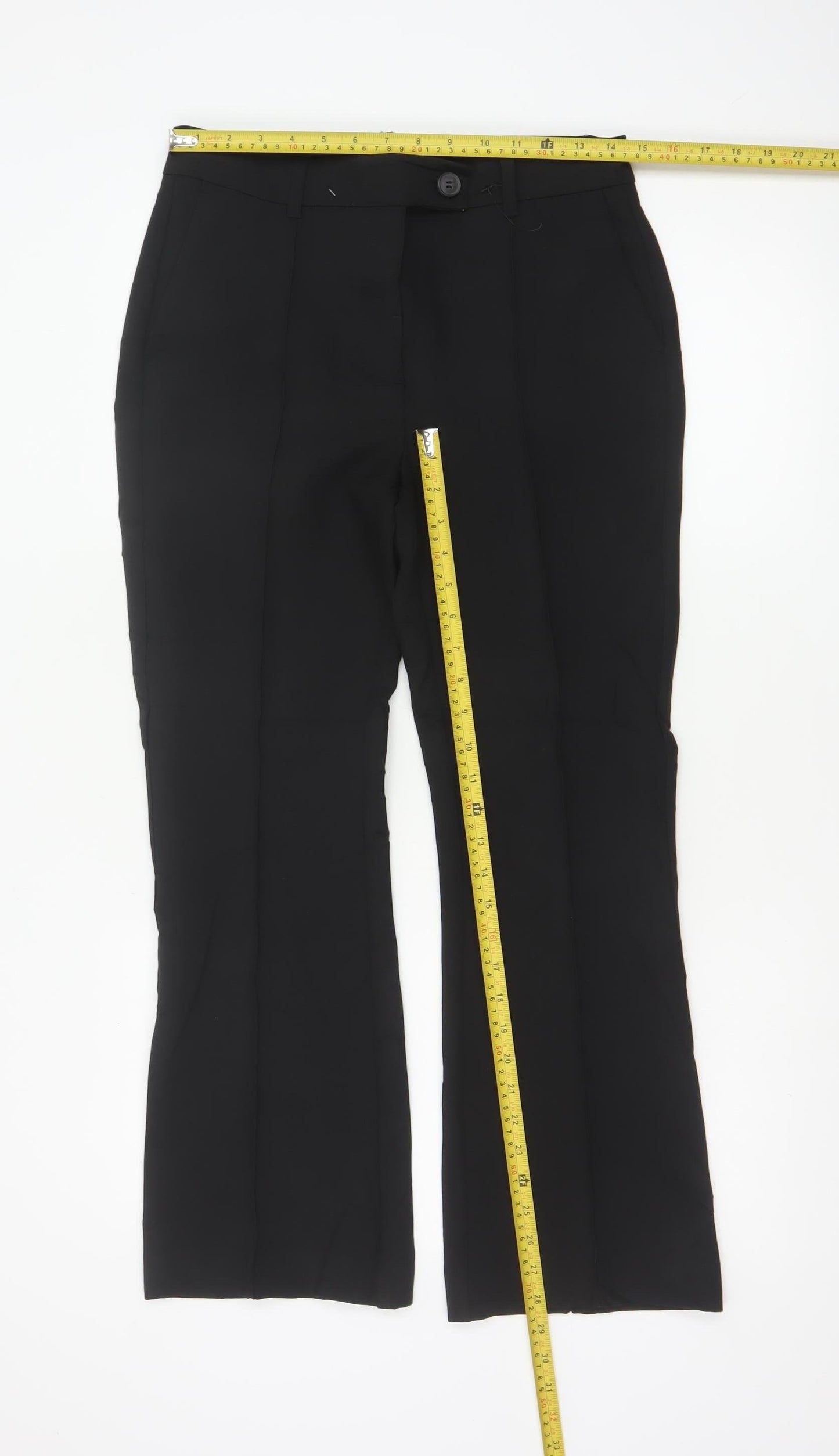 Marks and Spencer Women Black Size 10 Long Flared Trousers