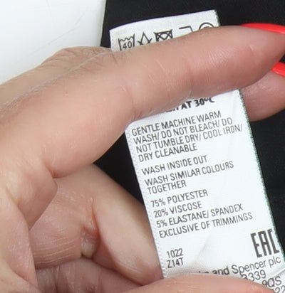 Marks and Spencer Women Black Size 10 Long Flared Trousers