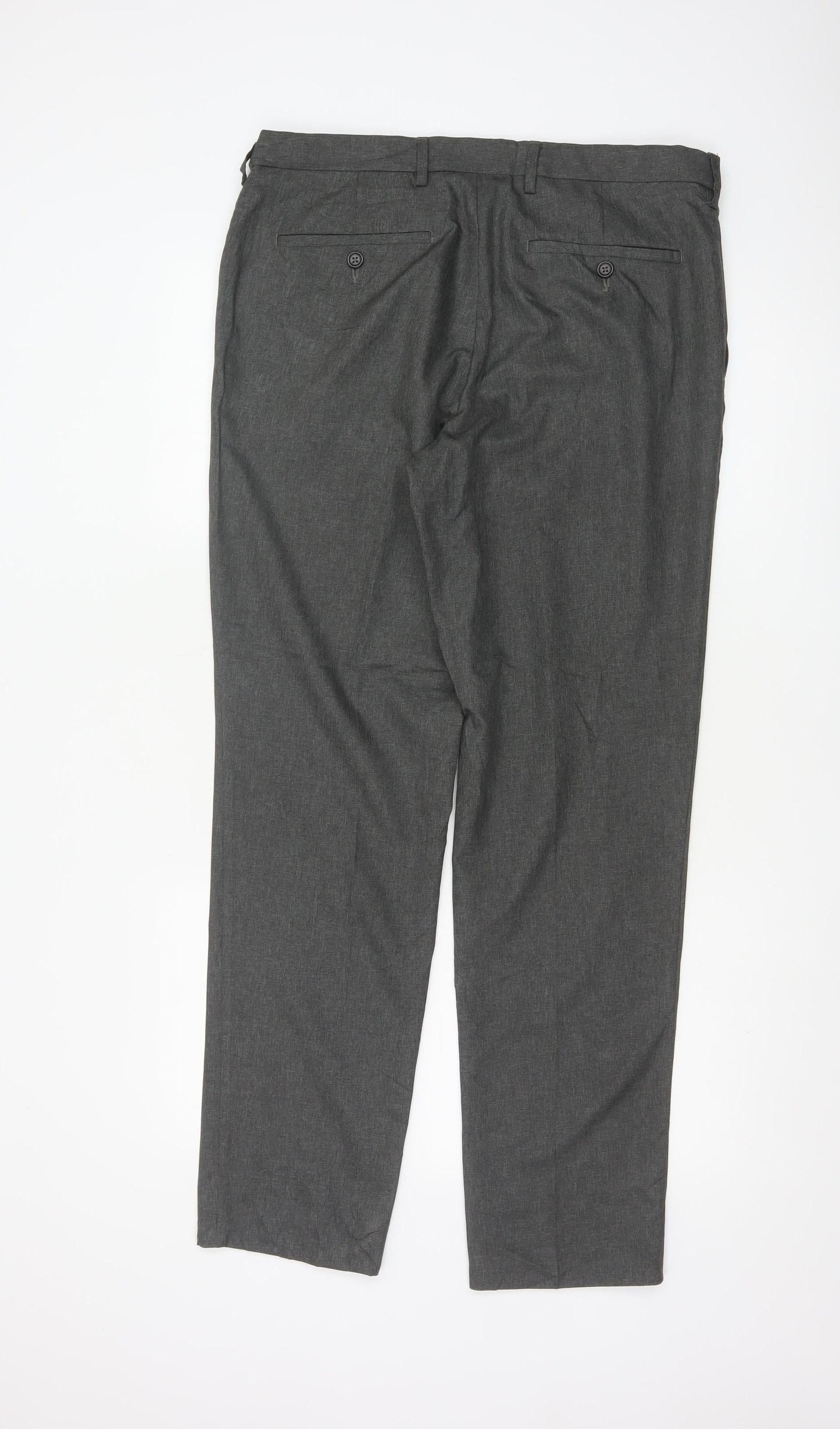 Marks and Spencer Men's Grey Slim Fit Trousers 34R Polyester