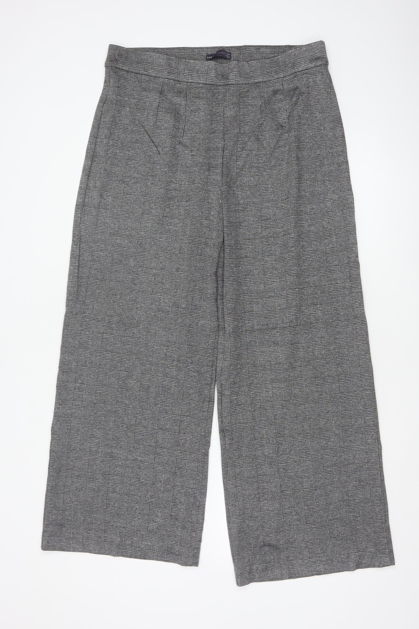 Marks and Spencer Women Grey Mix Size 16 Wide-Leg Trousers