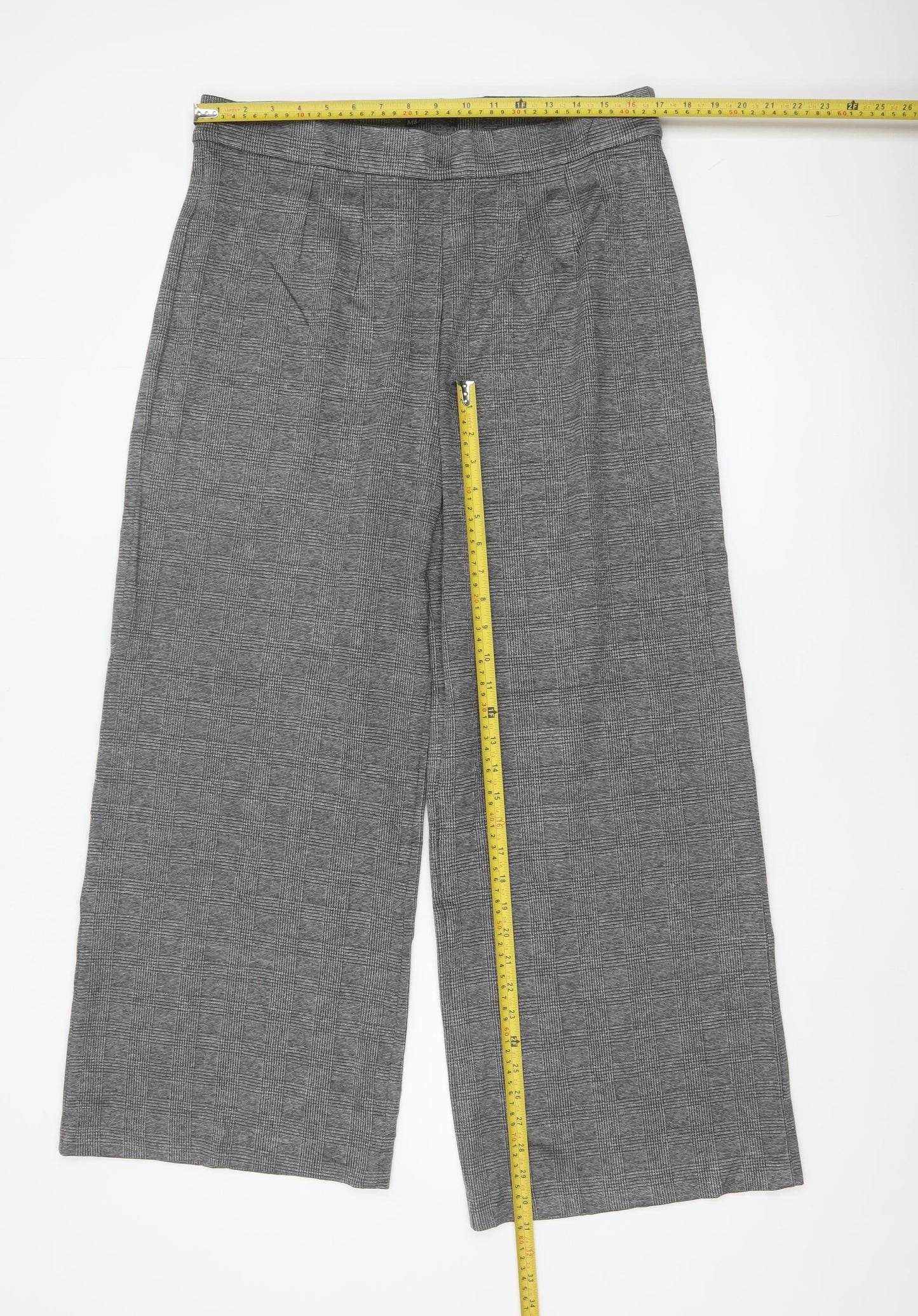 Marks and Spencer Women Grey Mix Size 16 Wide-Leg Trousers